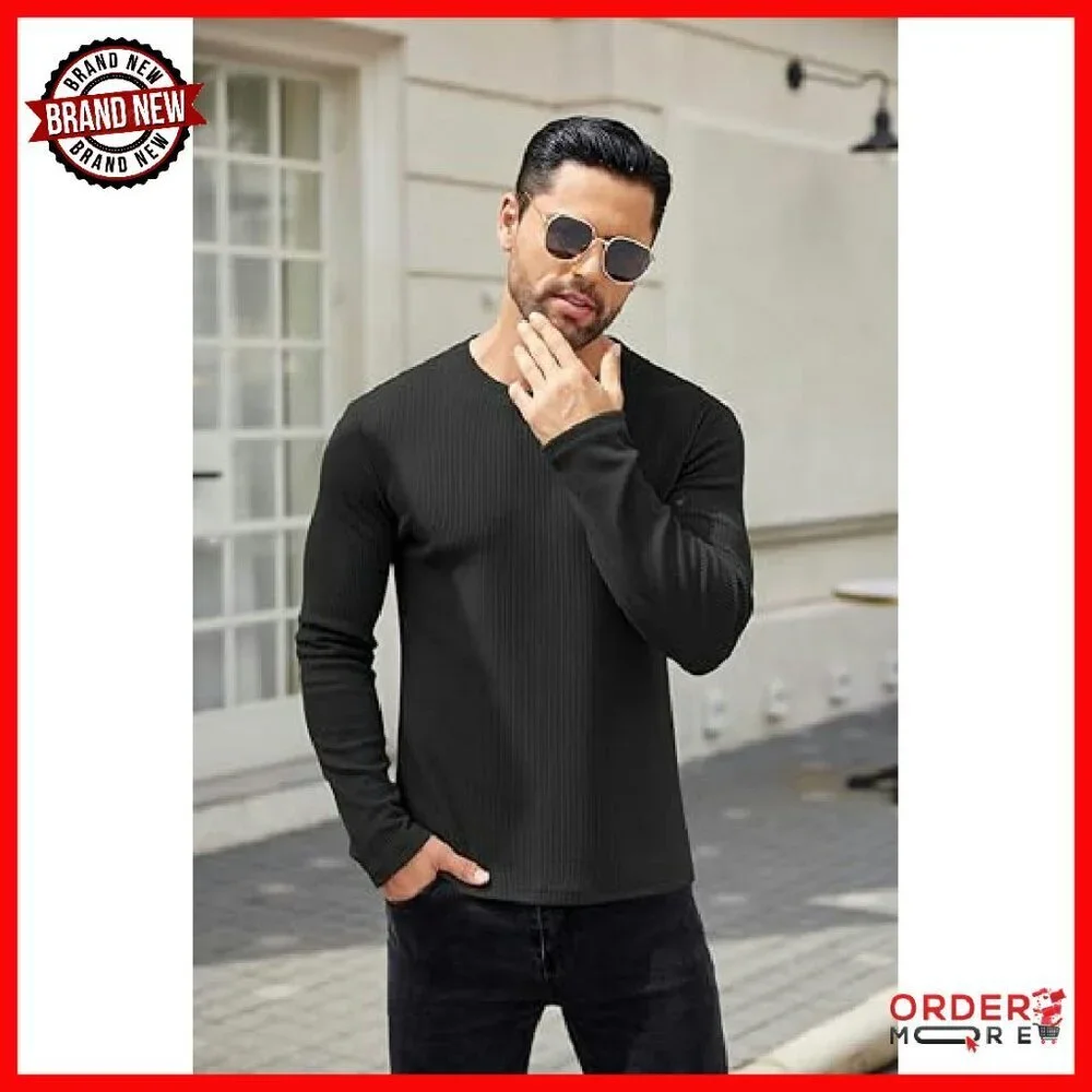 Men's Slim Fit Thermal Long Sleeve Crewneck Pullover Knitted Shirt